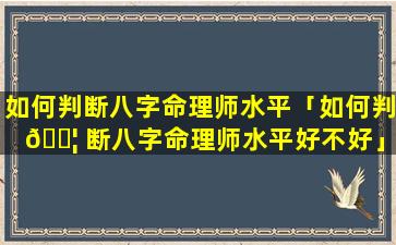 如何判断八字命理师水平「如何判 🐦 断八字命理师水平好不好」